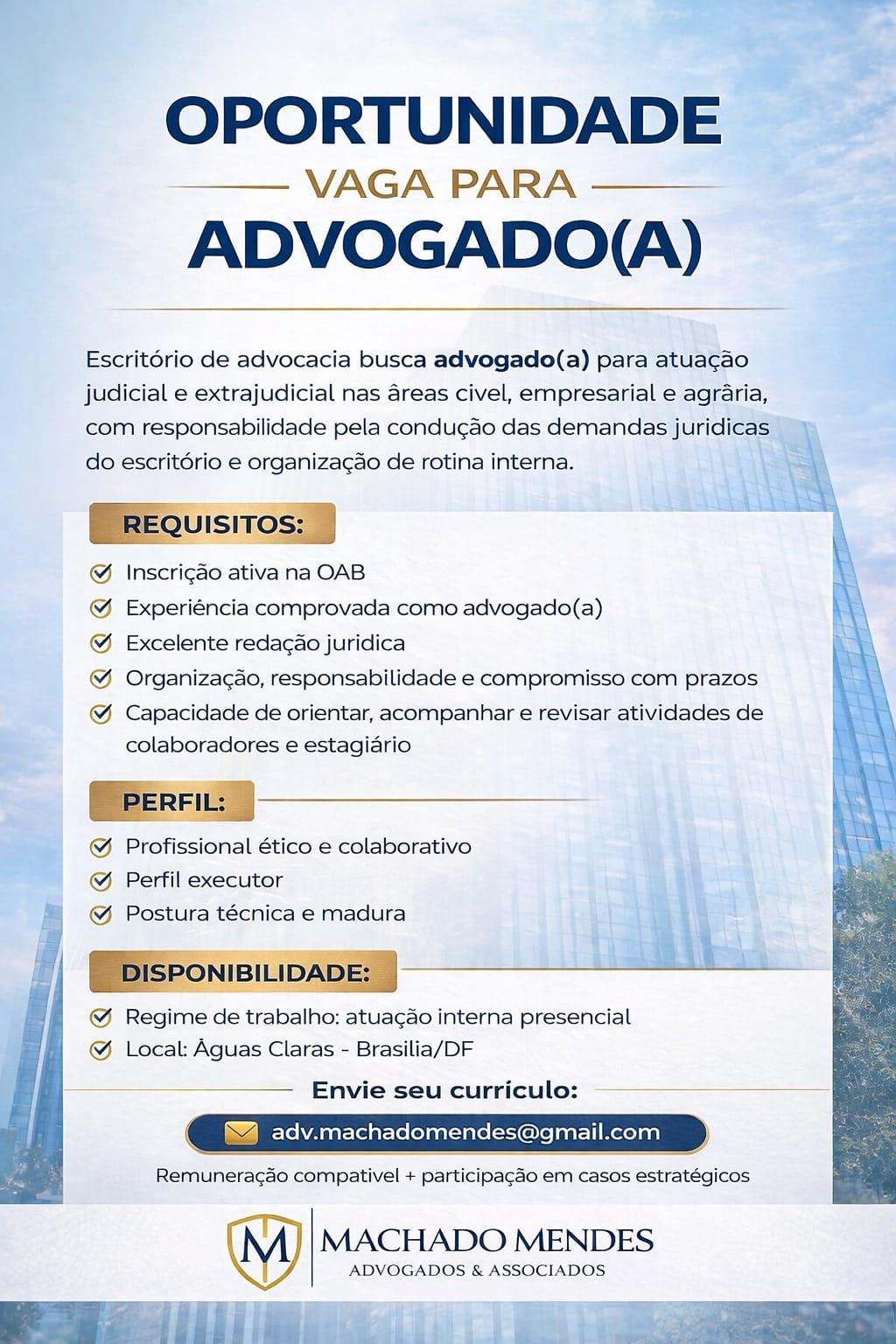 Card da vaga: Advogado — Machado Mendes Advogados e Associados