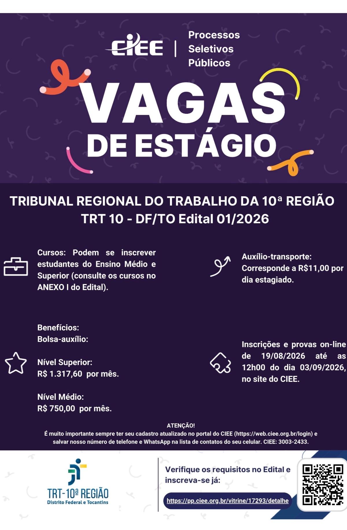 Card com os dados da vaga. As informações estão dentro da imagem.