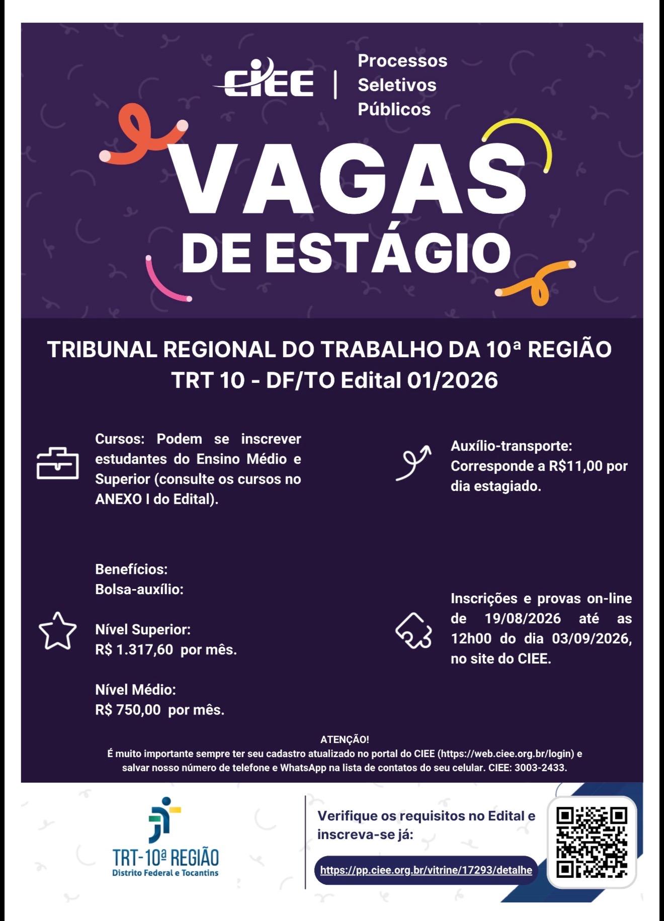 Card com os dados da vaga. As informações estão dentro da imagem.