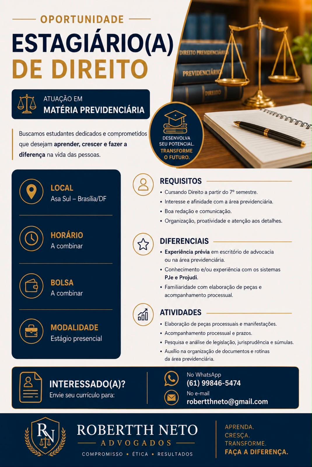 Card com os dados da vaga. As informações estão dentro da imagem.