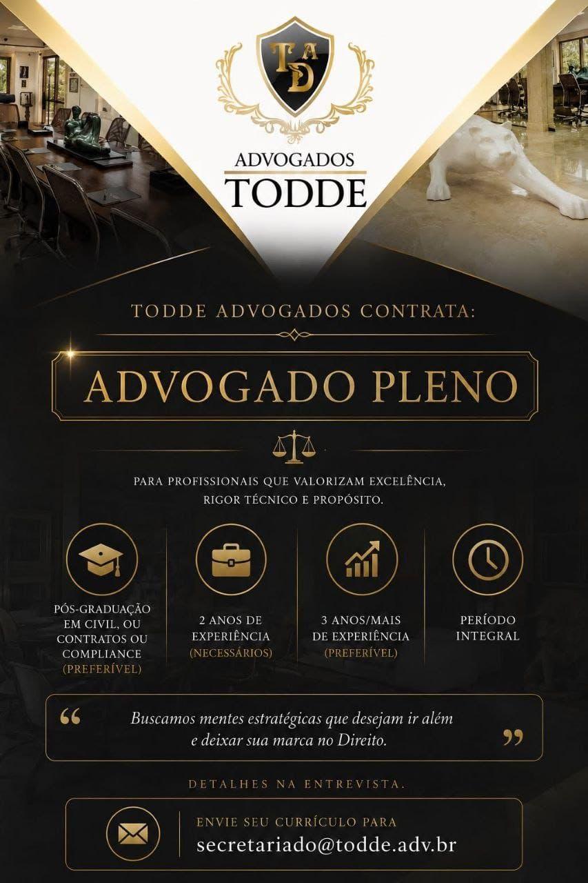 Card da vaga: Advogado Pleno — Todde Advogados